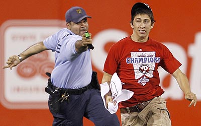 Philadelphia police sent a strong message when 17 year old Steve Consalvi jumped onto the field and eluded capture as several security guards gave chase.