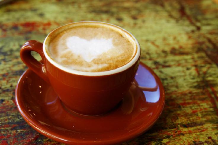 Cappuccino coffee with heart shape